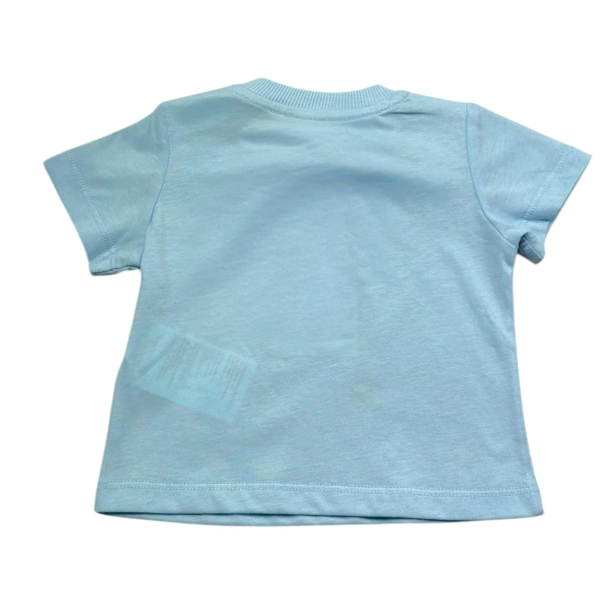 Moschino T-Shirt Girocollo Tinta Unita con Stampa per Neonato M5M047 AZZURRO MOSCHINO 