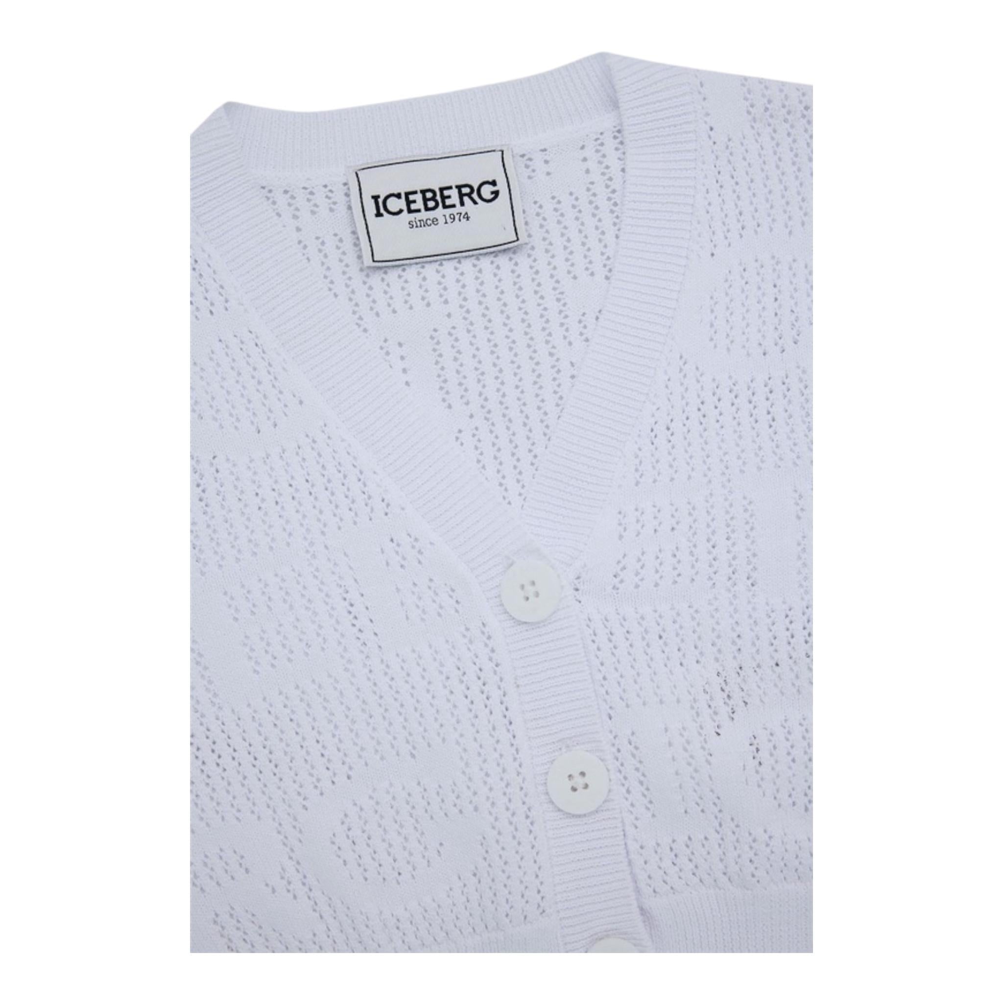 Iceberg Cardigan Tinta Unita Traforato per Bambina MGICE5152B BIANCO ICEBERG 