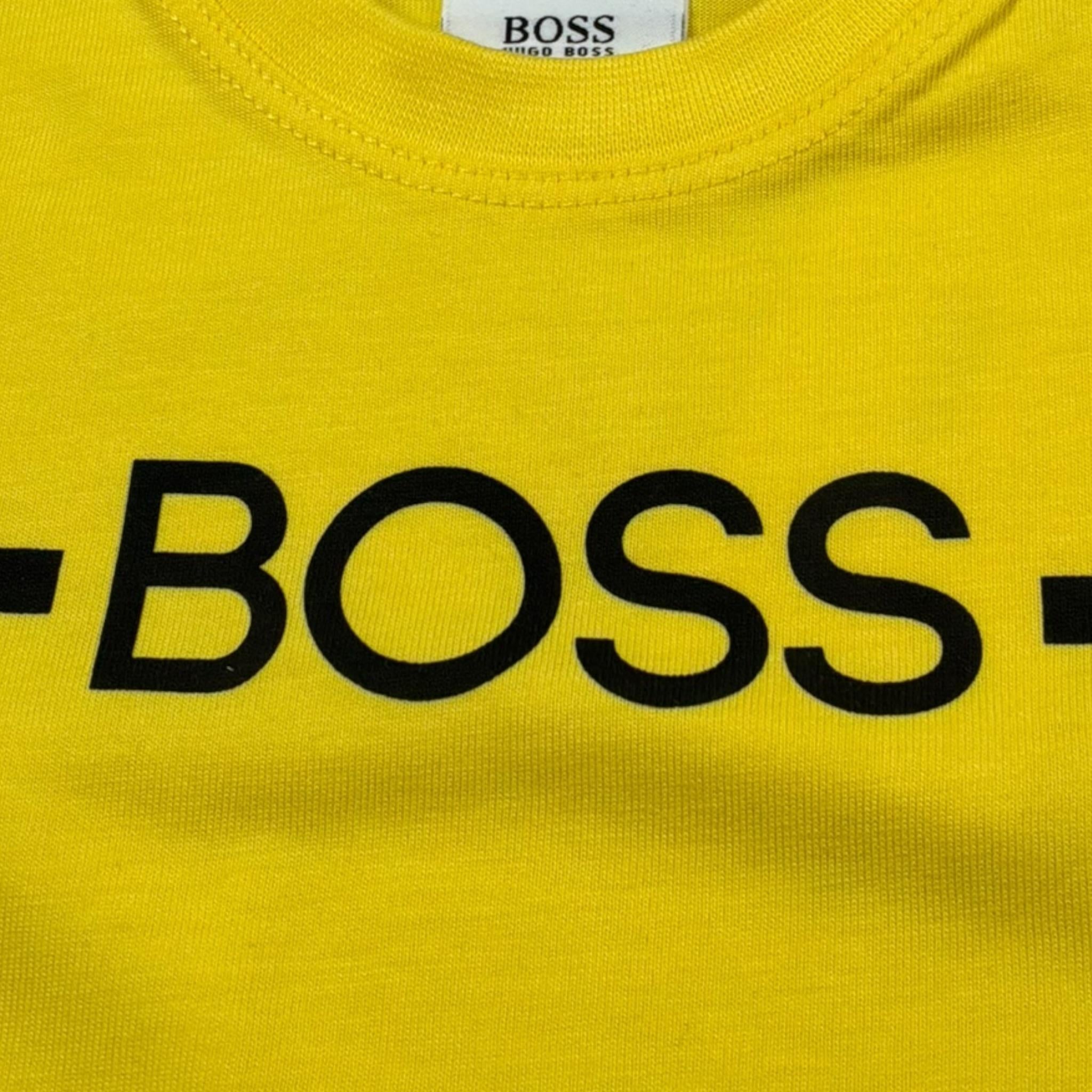 Boss T-Shirt Girocollo Tinta Unita con Stampa per Neonato J05831 GIALLO BOSS 