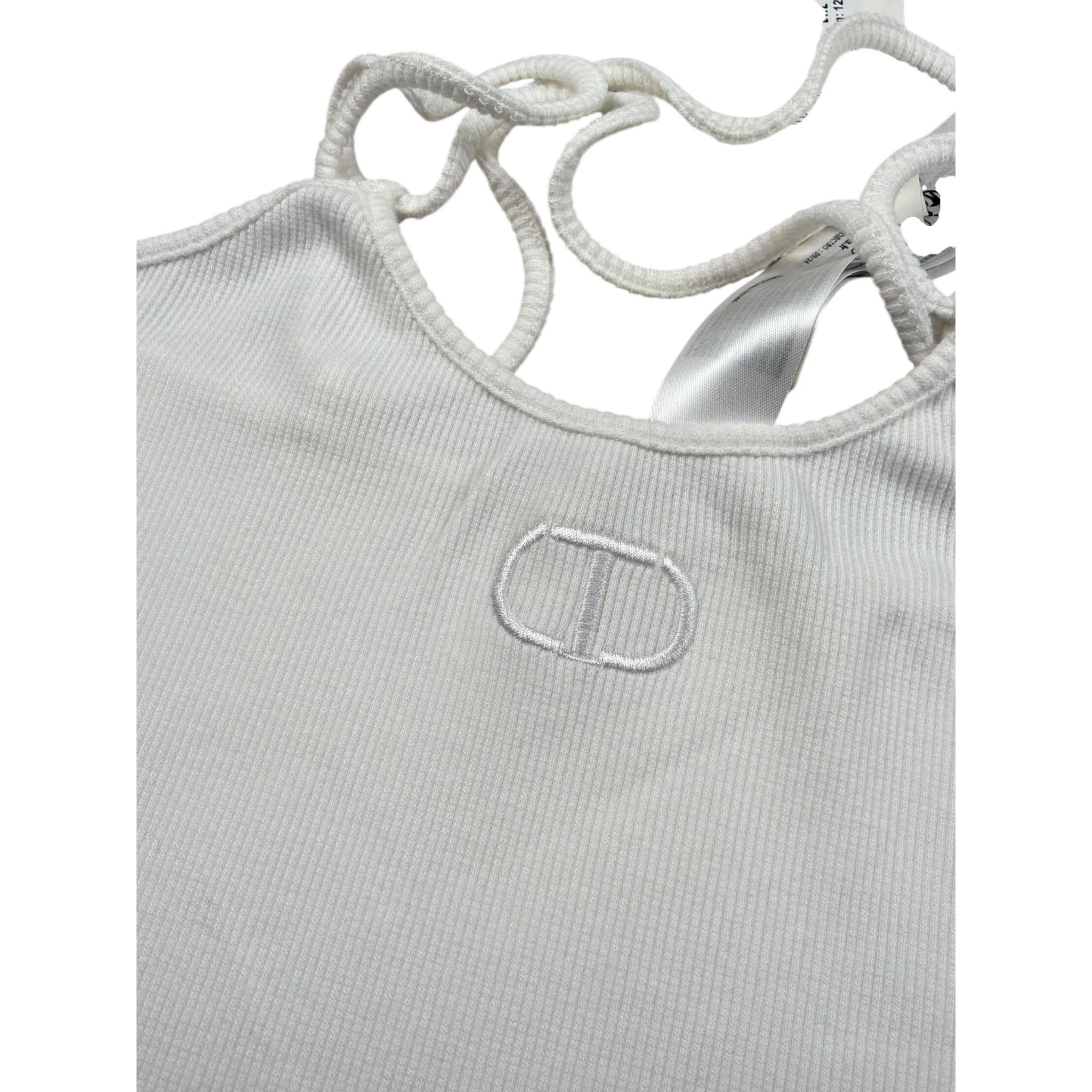 Twinset Top Tinta Unita con Logo per Bambina 251GJ2570X PANNA TWINSET 