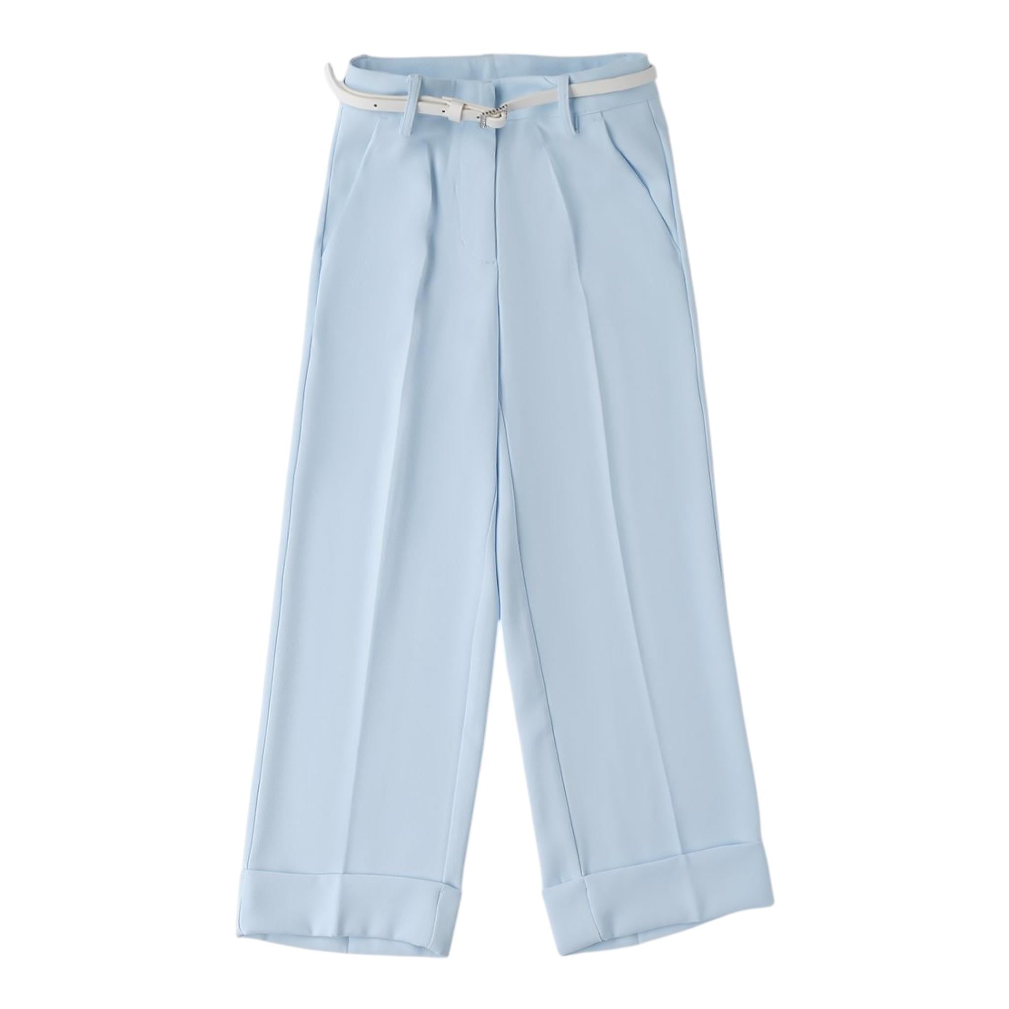 Sarabanda Pantalone Tinta Unita con Cintura per Bambina 0B529 AZZURRO SARABANDA 