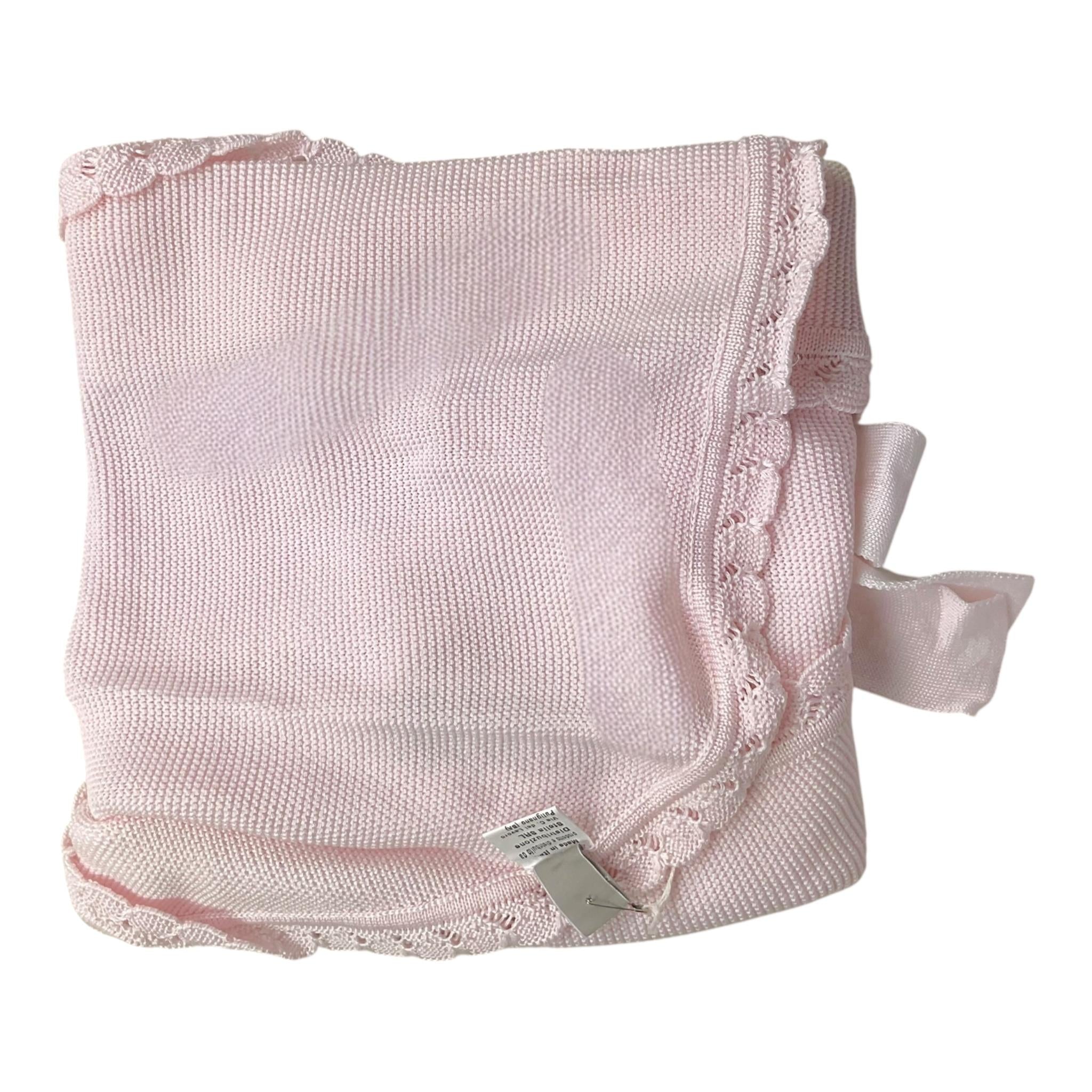 MARLU' coperta tinta unita con ricami Rosa per Neonata ESCUORE ROSA MARLU' 