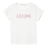 Liu Jo T-Shirt Girocollo Tinta Unita con Brillantini per Neonata KA5081NX BIANCO LIU JO 