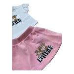 Moschino Completo 2 P T-Shirt Girocollo Tinta Unita con Stampa-Gonna per Neonata MBG01GG BIANCO MOSCHINO 