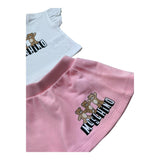 Moschino Completo 2 P T-Shirt Girocollo Tinta Unita con Stampa-Gonna per Neonata MBG01GG BIANCO MOSCHINO 