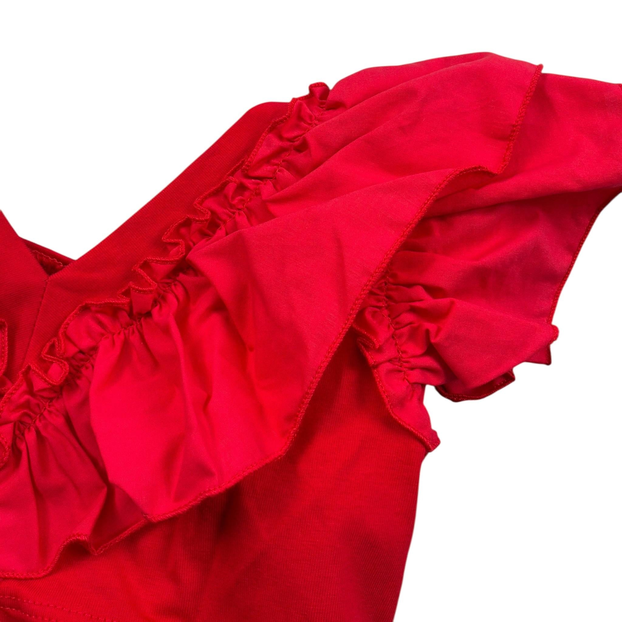 Monnalisa Top Giromanica tinta unita con Rouches Rosso per Neonata 17A300 ROSSO MONNALISA 