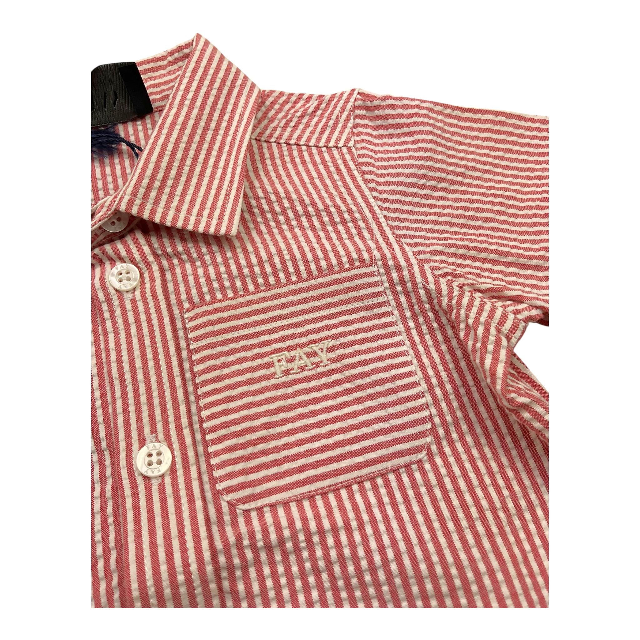 Fay Camicia Tinta Unita Mezza Manica con Fantasia A Righe per Neonato FU5521 ROSSO FAY 