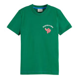 Scotch & Shrunk T-Shirt Tinta Unita Girocollo con Stampa per Bambino 180564 VERDE SCOTCH & SHRUNK 