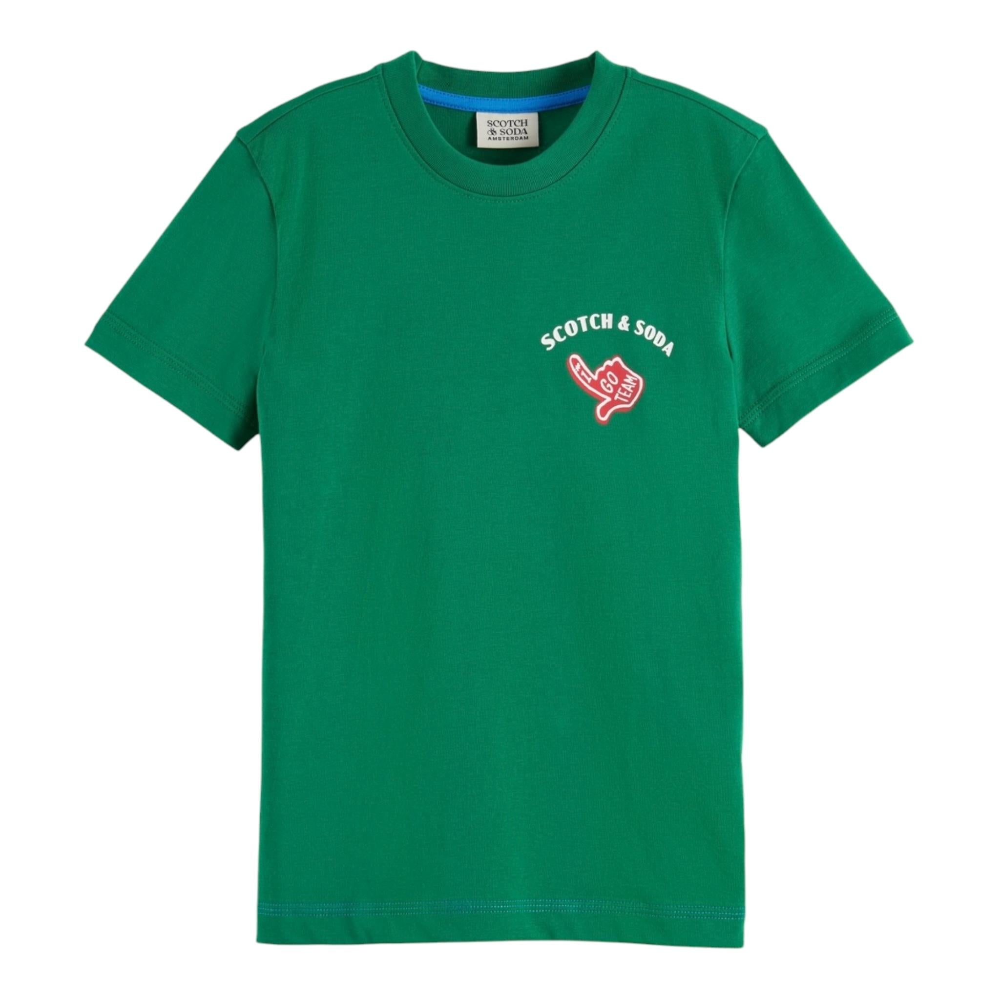 Scotch & Shrunk T-Shirt Tinta Unita Girocollo con Stampa per Bambino 180564 VERDE SCOTCH & SHRUNK 