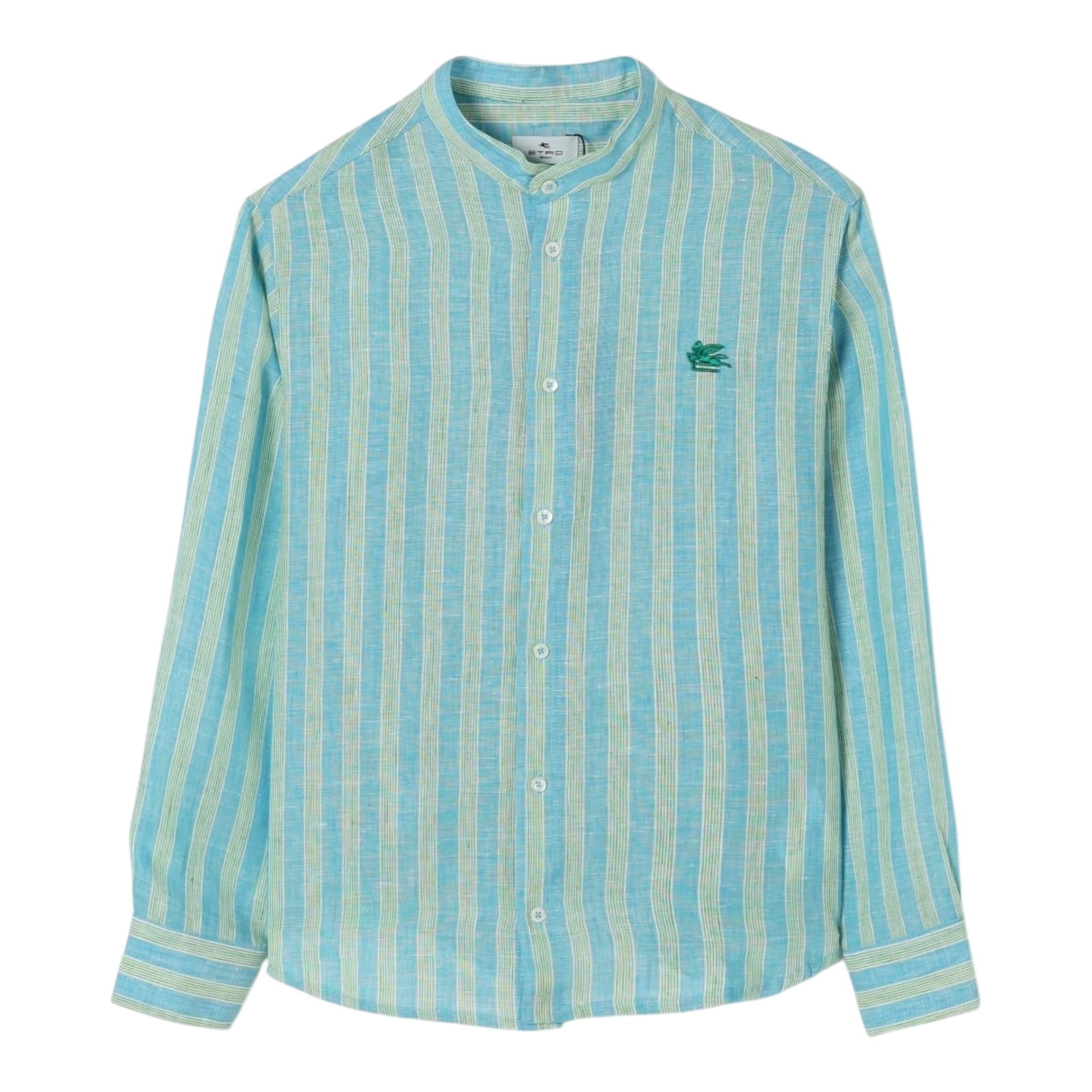 Etro Camicia Tinta Unita con Stampa per Bambino GW5P40 AZZURRO ETRO 