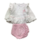 CALAMARO completo 2pz camicia-coulotte bicolore Bianco/rosa per Neonata 17649 BIANCO/ROSA CALAMARO 