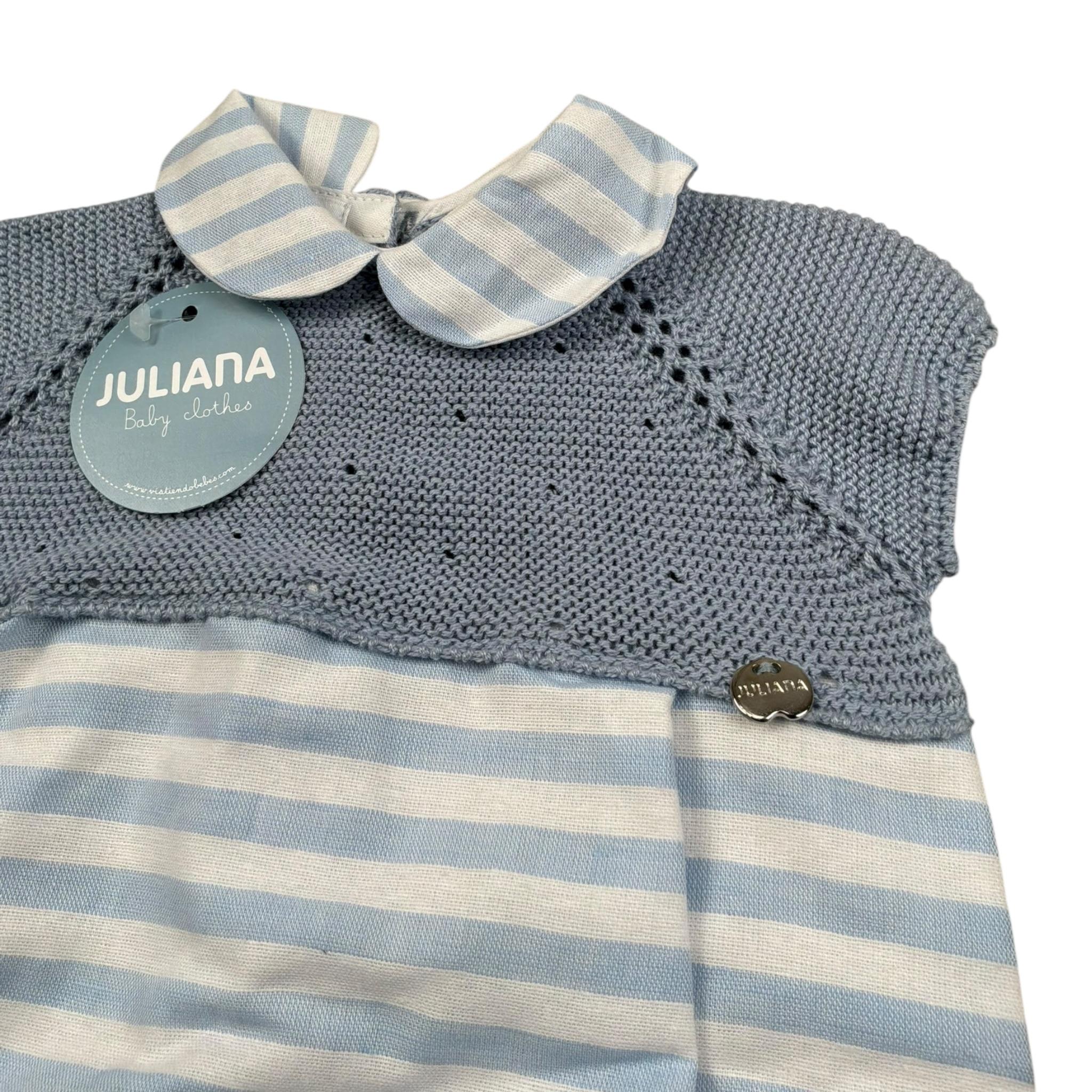 Juliana Pagliaccetto Mezza Manica Fantasia A Righe Azzurro Polvere per Neonato 25169X AZZURRO POLVERE JULIANA 