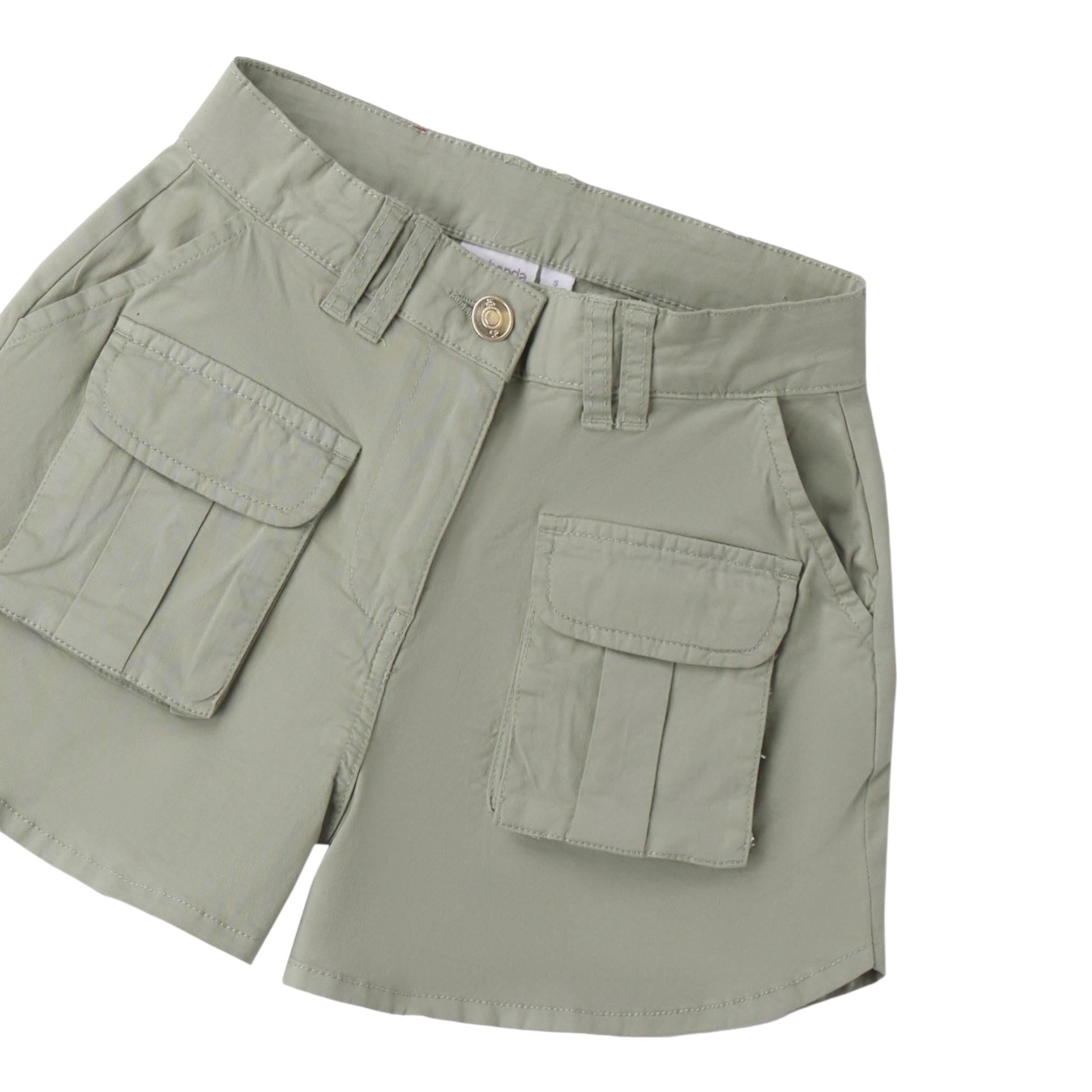 Sarabanda Short tinta unita con Girovita Regolabile Verde per Bambina 0B483 VERDE SARABANDA 