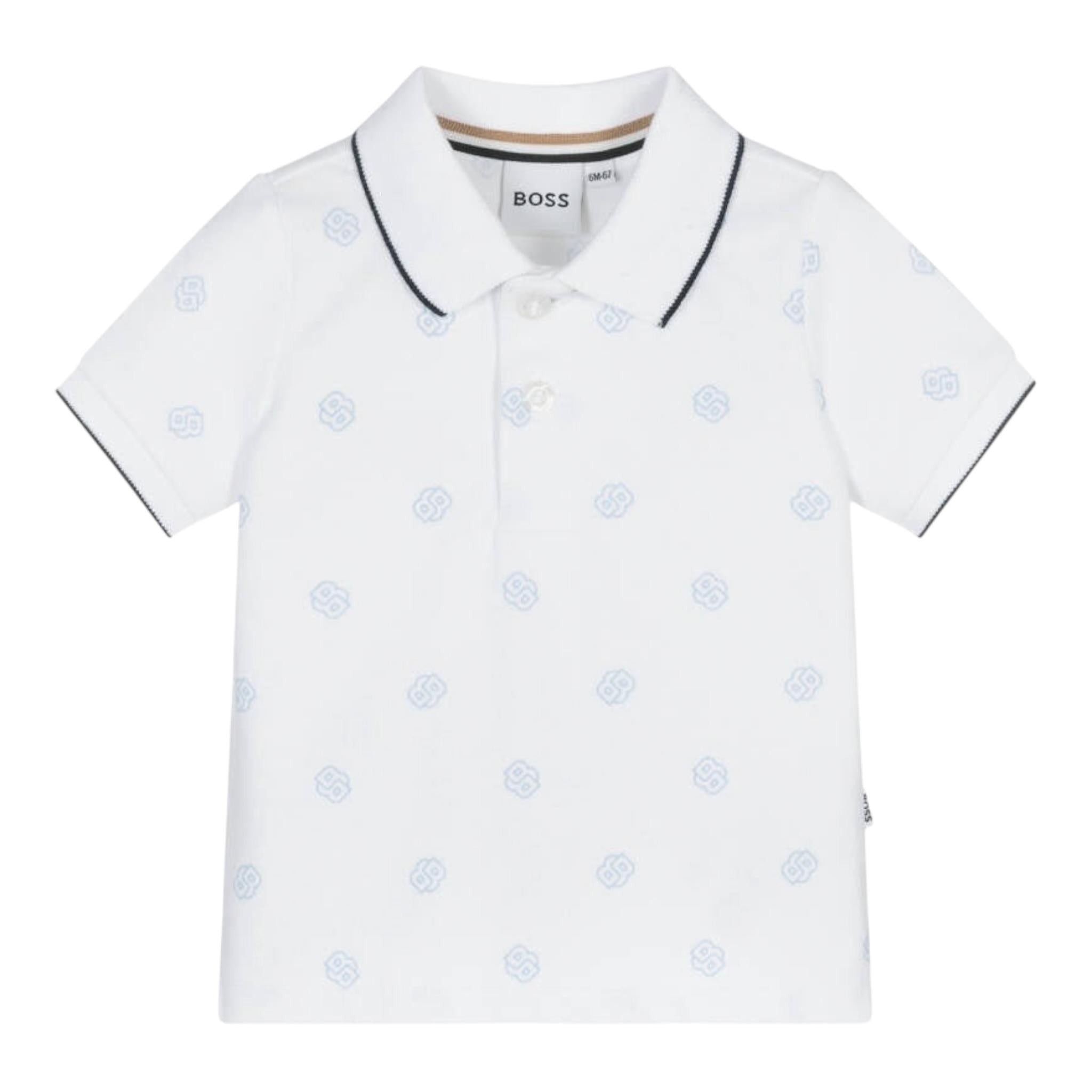 Boss Polo Mezza Manica Tinta Unita per Neonato J52099 BIANCO BOSS 