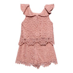 Abel & Lula Completo 2 Pezzi Top-Short Tinta Unita Trafrato per Bambina 5230 ROSA ABEL & LULA 