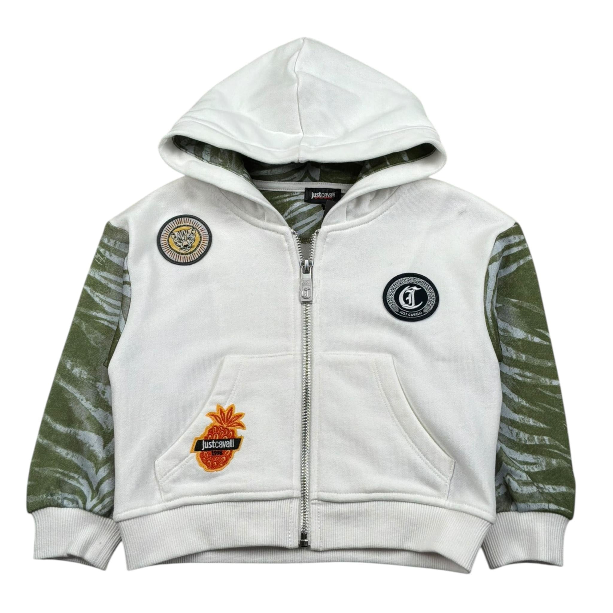 Just Cavalli Felpa con Zip E Cappuccio Tinta Unita con Maniche In Contrasto per Neonato JIP26082FE BIANCO JUST CAVALLI 