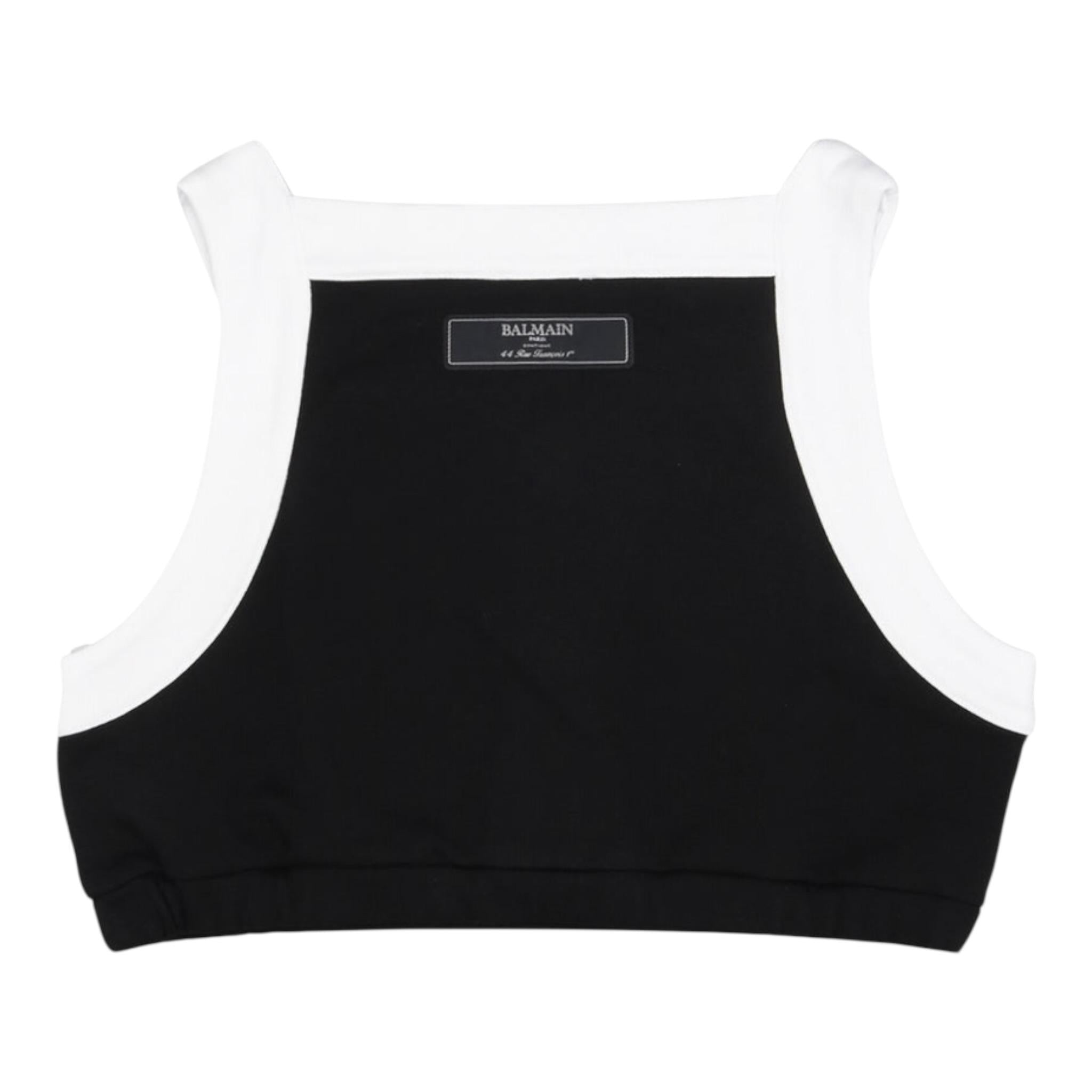 Balmain Top Tinta Unita con Profili In Contrasto per Bambina BW8B52 NERO BALMAIN 