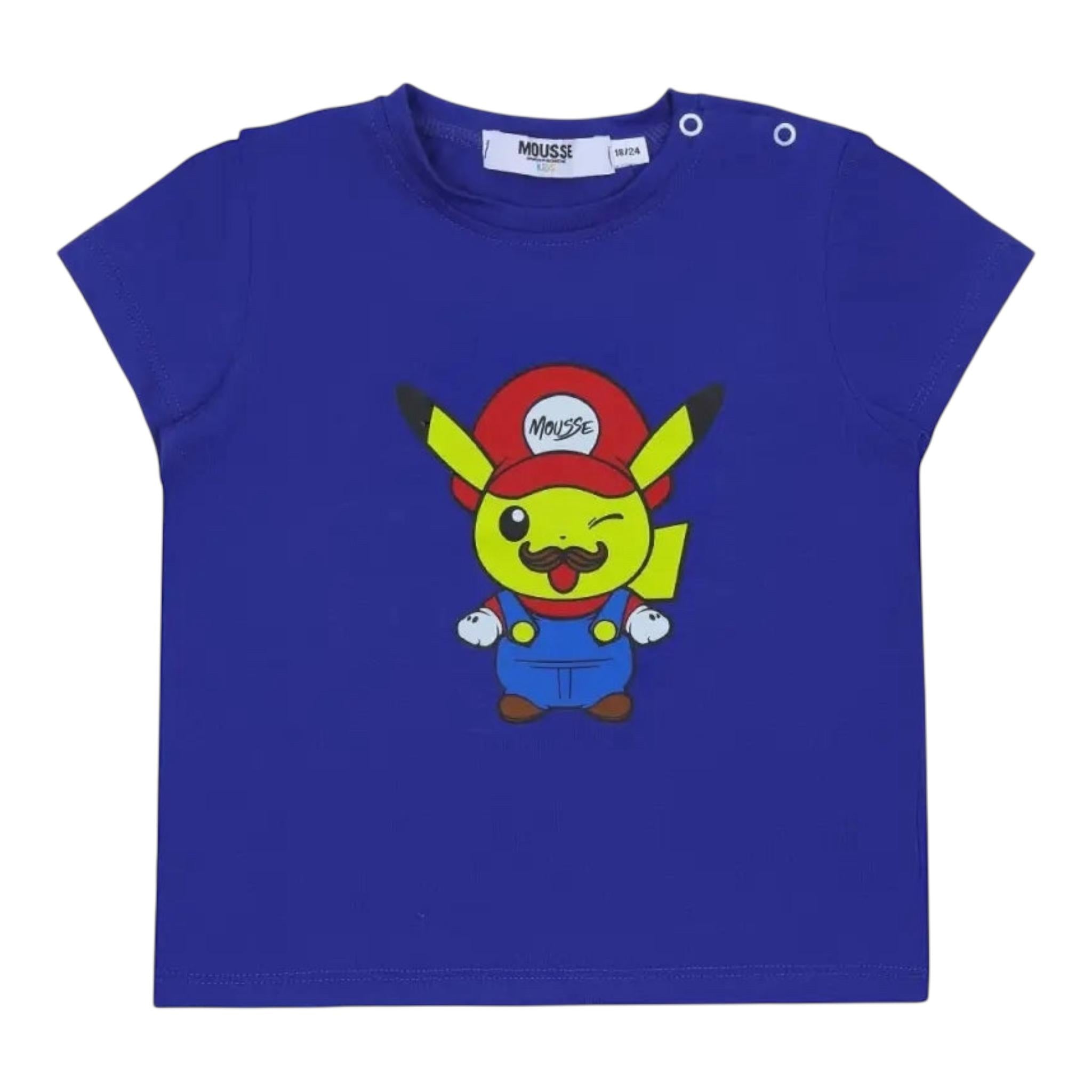Mousse T-Shirt Girocollo con Stampa per Bambino PIKAMARIO BLU MOUSSE 