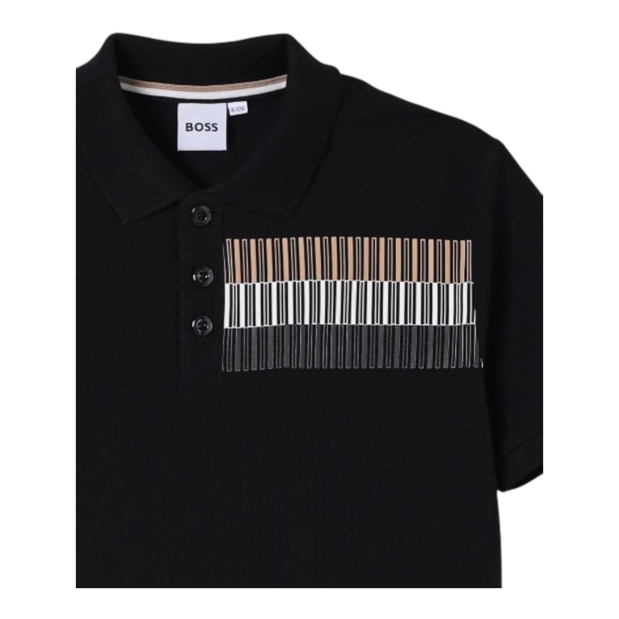 Boss Polo Mezza Manica Tinta Unita con Stampe per Bambino J52013X NERO BOSS 