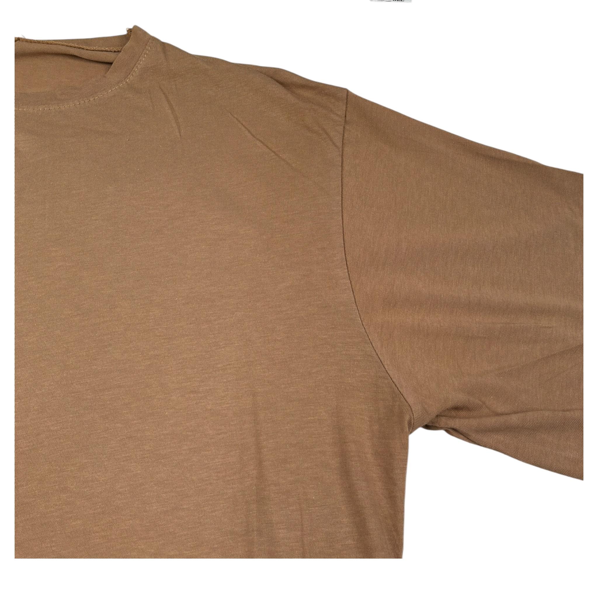 Paolo Pecora T-Shirt Girocollo tinta unita con Stampa Marrone per Bambino P3666 MARRONE PAOLO PECORA 