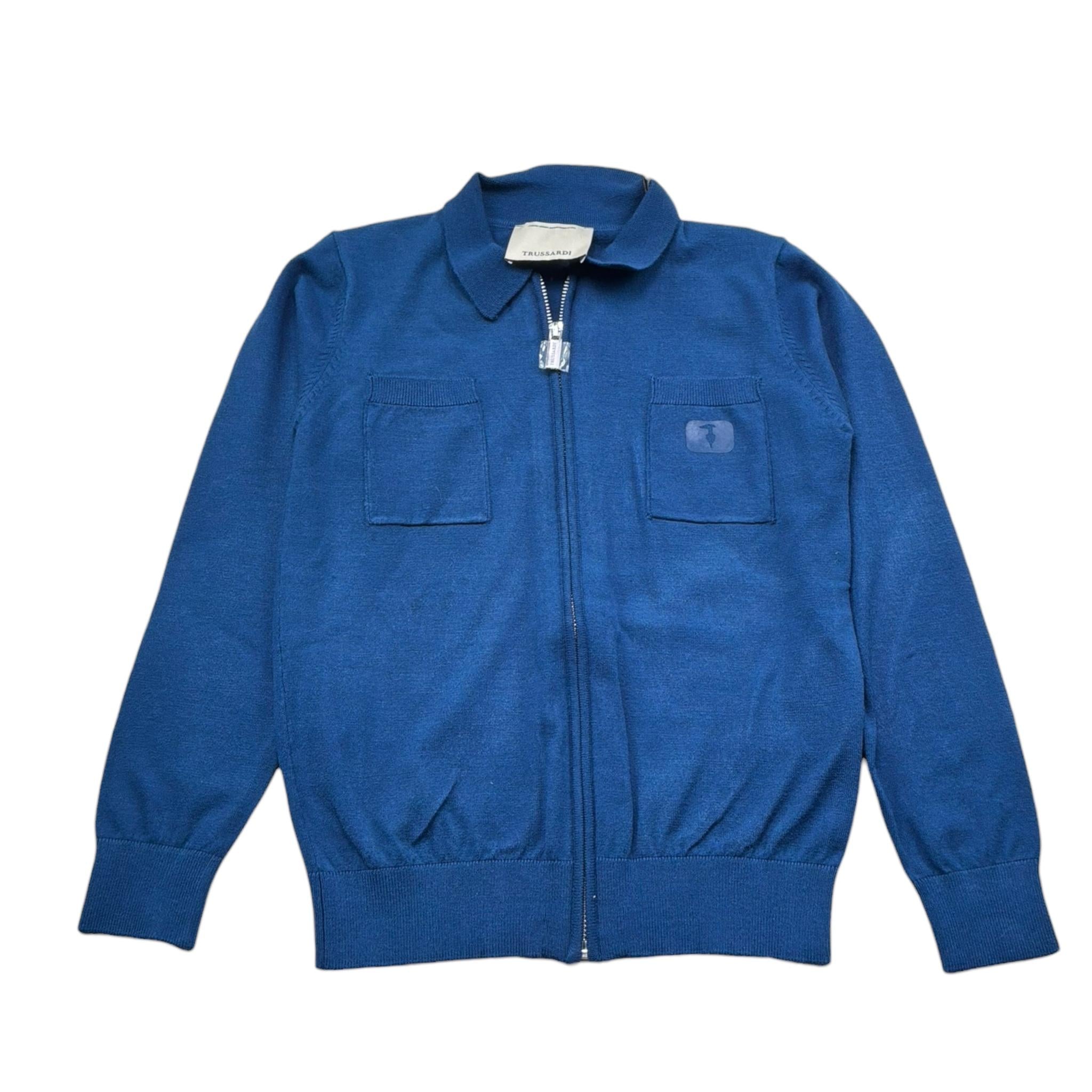 Trussardi Maglia Tinta Unita con Zip E Logo per Bambino TBP26080CD BLU TRUSSARDI 