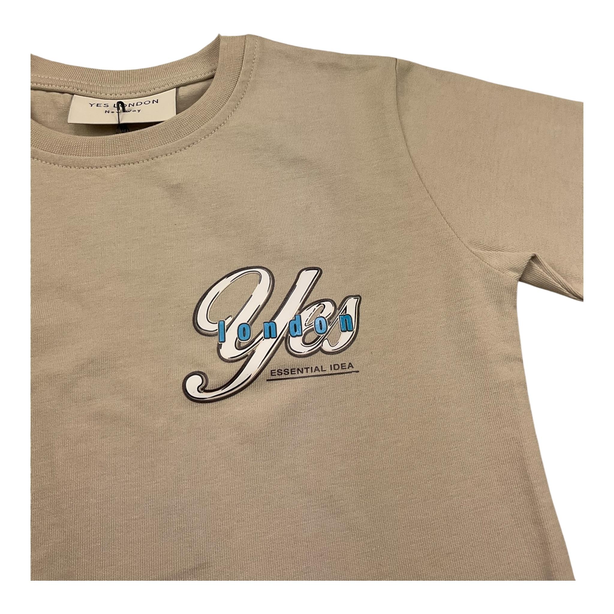 Yes London T-Shirt Girocollo Tinta Unita con Logo per Bambino JR2125 BEIGE YES LONDON 