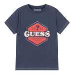 Guess T-Shirt Gircollo Tinta Unita con Stampa per Neonato N2RI02K8HM0 BLU GUESS 