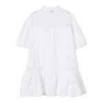 Twinset Abito Mezza Manica Tinta Unita con Trafori per Bambina 251GJ2410 BIANCO TWINSET 