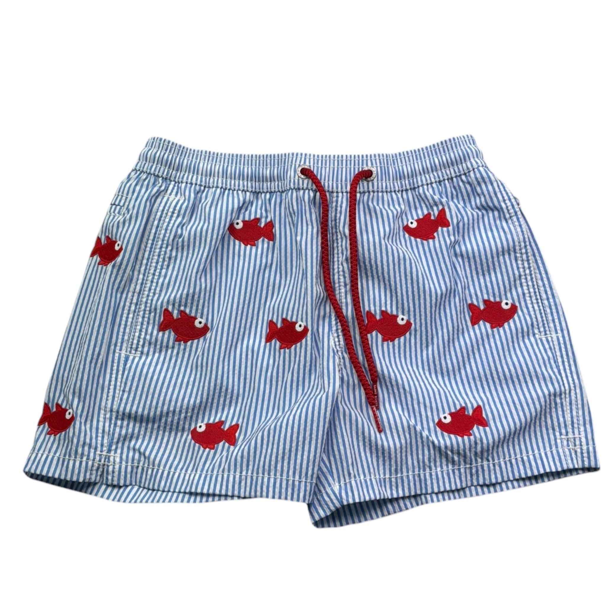 Saint Barth Costume Tinta Unita Modello Boxer con Stampa per Bambino 00603L AZZURRO SAINT BARTH 