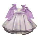 Colori Chiari Abito Giromanica Cerimoniale Bicolore con Fiocchi In Contrasto per Bambina FB107653J BIANCO COLORI CHIARI 