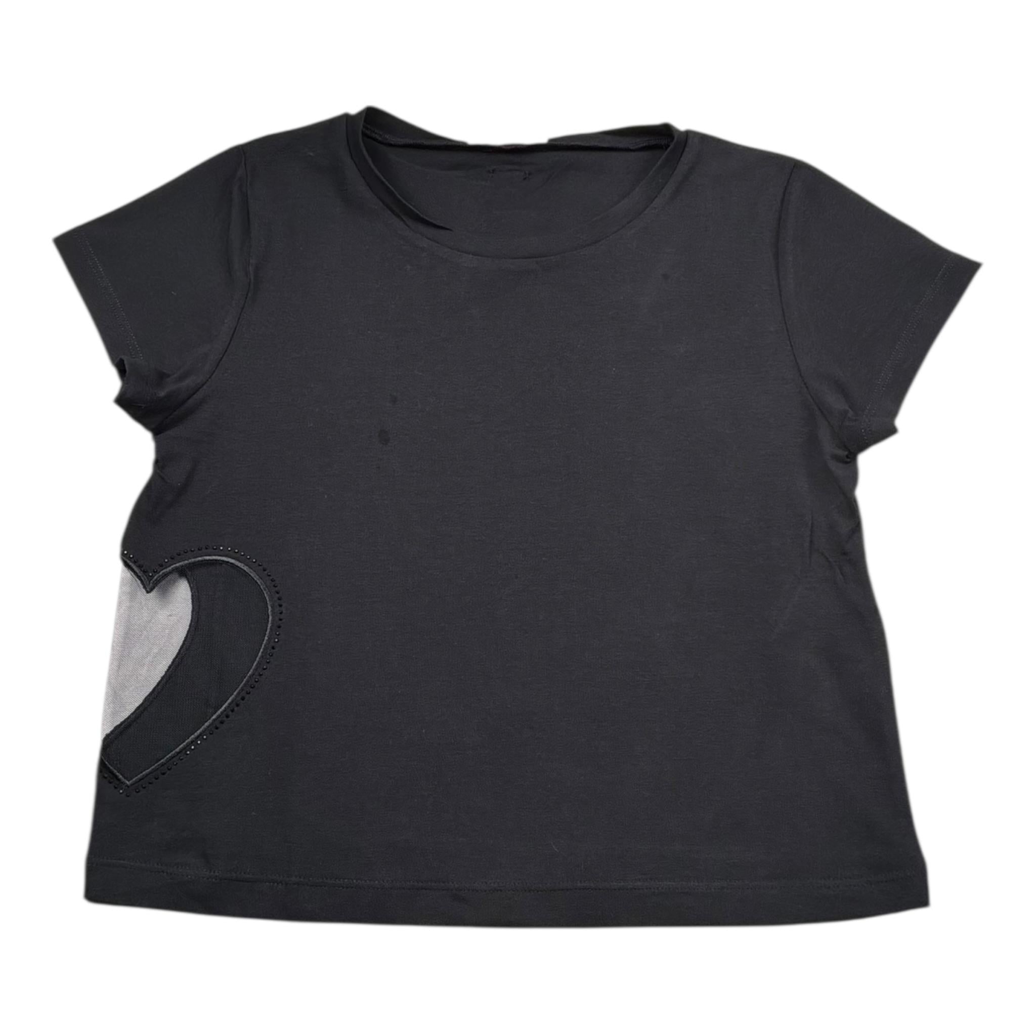 Liu Jo T-Shirt Girocollo Tinta Unita con Applicazione per Bambina GA5067XXXX NERO LIU JO 