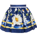 Monnalisa Gonna Tinta Unita Fantasia Margherite per Bambina 113701 BLU MONNALISA 