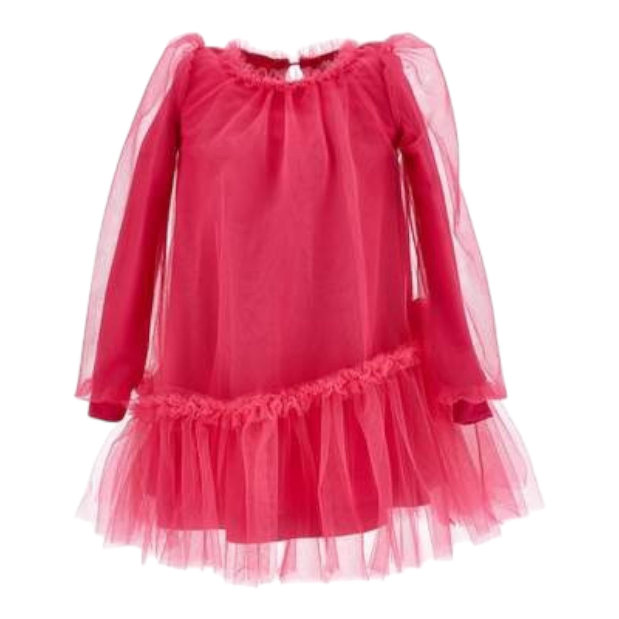 MONNALISA abito tinta unita con tulle Rosso per Bambina 17B903 ROSSO MONNALISA 