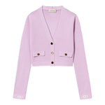 Twinset Cardigan Tinta Unita con Bottoni In Contrasto per Bambina 251GJ3QW4 LILLA TWINSET 