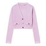 Twinset Cardigan Tinta Unita con Bottoni In Contrasto per Bambina 251GJ3QW4 LILLA TWINSET 