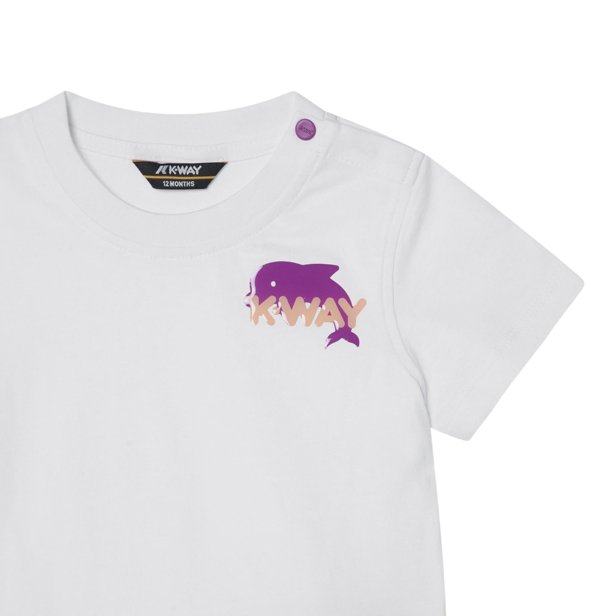 K-Way T-Shirt Girocollo Tinta Unita con Logo per Neonata K4125NWX BIANCO K-WAY 