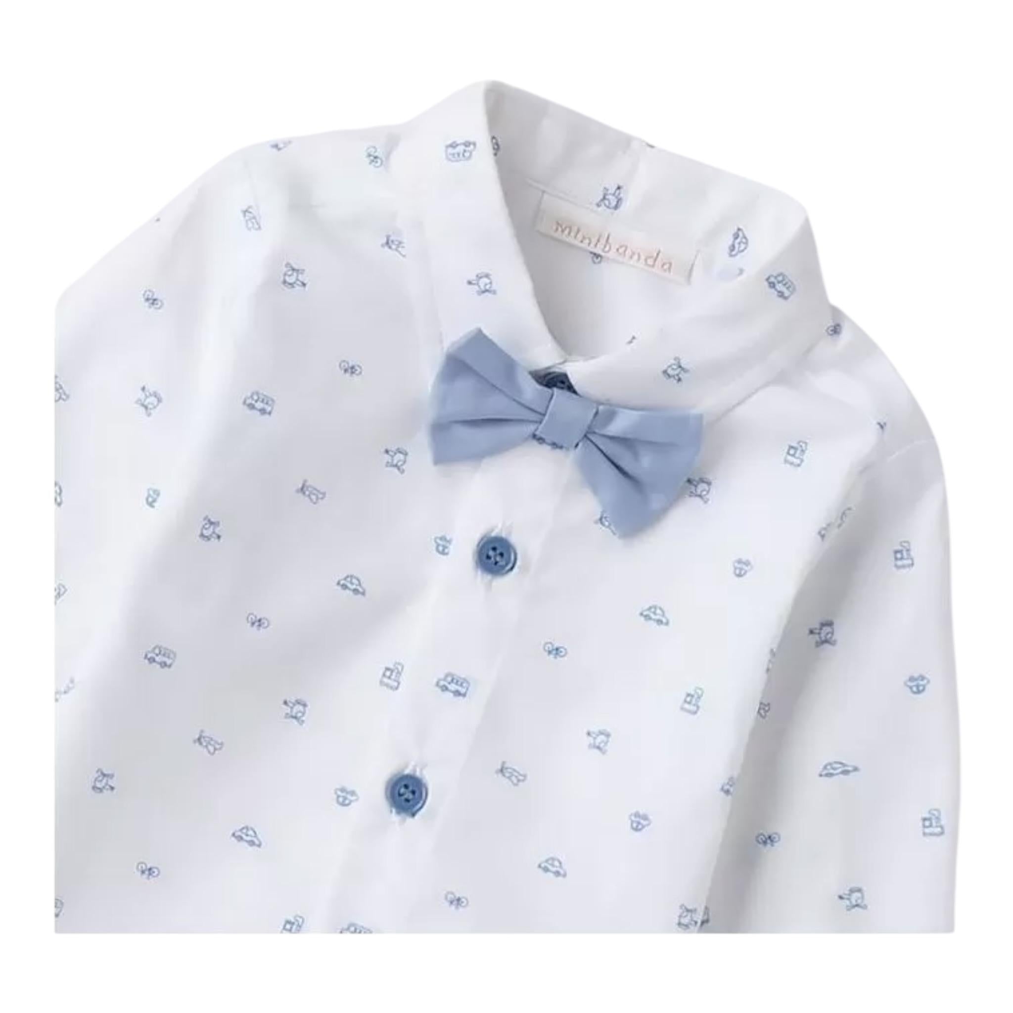 Mini Banda Camicia Manica Lunga tinta unita con Papillon Bianco per Neonato 3B600X BIANCO MINI BANDA 