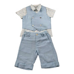 Barcellino Completo 4 Pezzi Camicia-Bermuda-Gilet-Papillon per Neonato 120814X AZZURRO BARCELLINO 