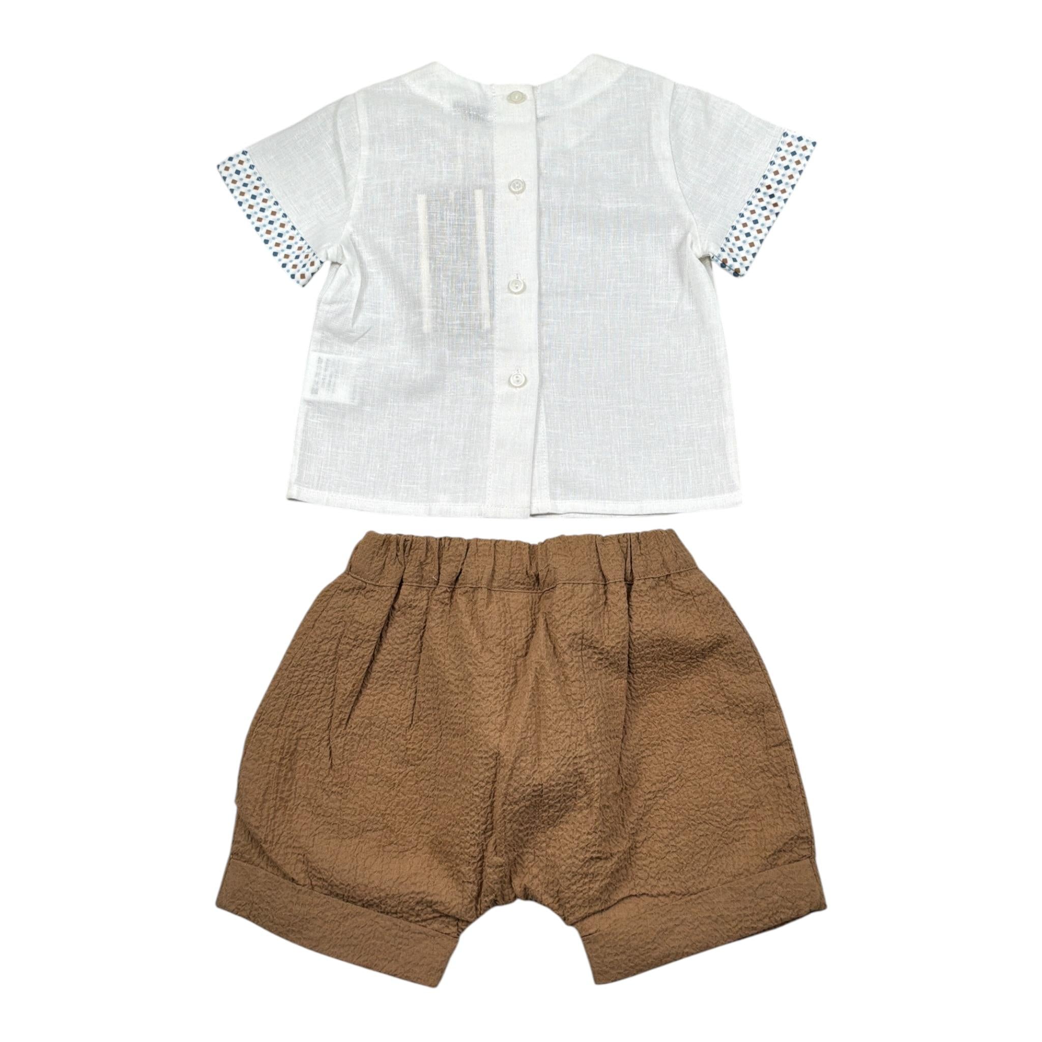 Marlu' Completo 2 Pezzi Camicia-Bermuda Bianco per Neonato EL5753 BIANCO MARLU' 
