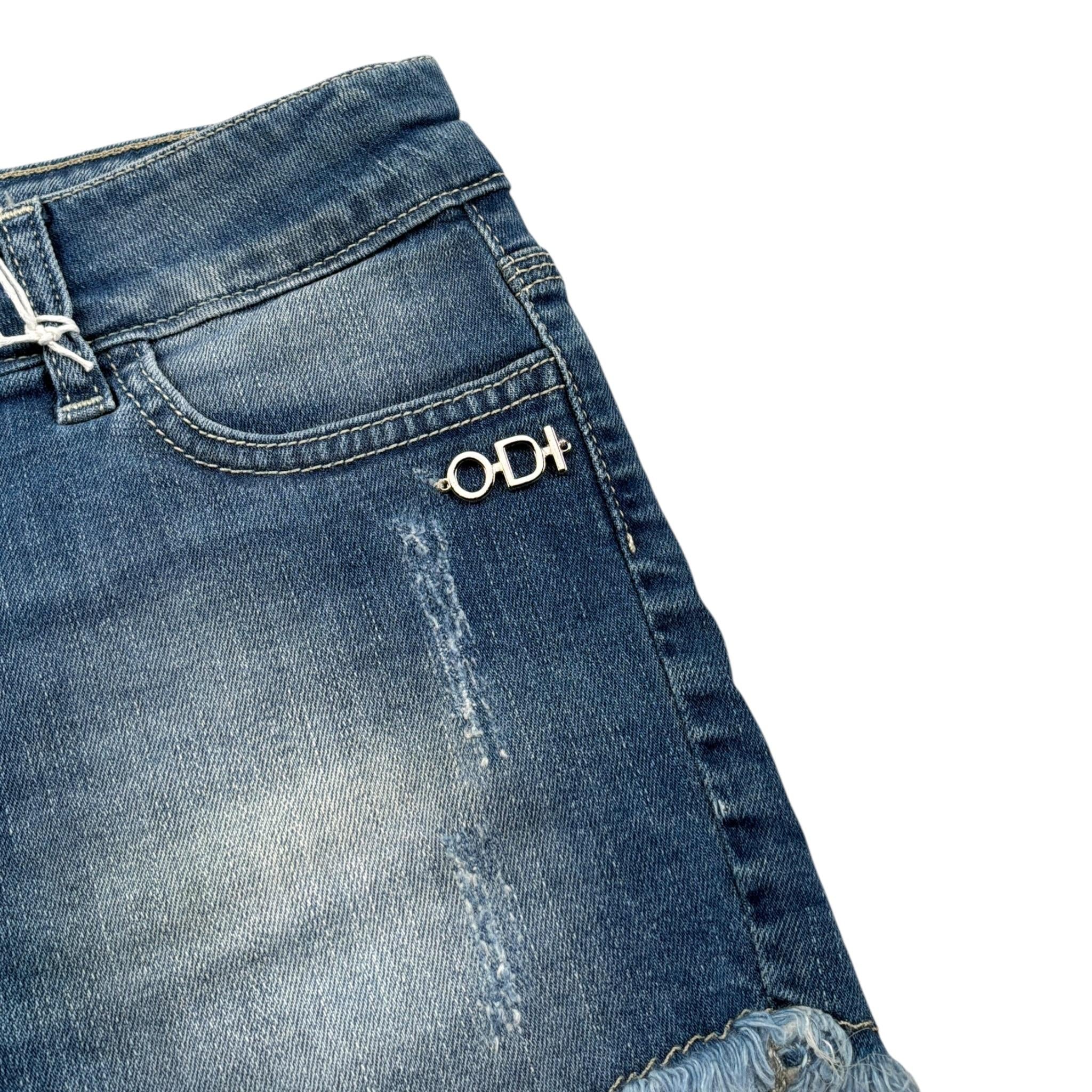Odi Et Amo Short In Denim tinta unita con Girovita Regolabile Blu per Bambina ODJSO8847 BLU ODI ET AMO 