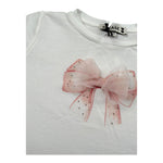 Please T-Shirt Girocollo Tinta Unita con Fiocco per Neonata MB07030G71 BIANCO PLEASE 