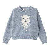 IL GUFO maglia girocollo tinta unita con ricamo orso Azzurro per Bambino A24MA457EM220J AZZURRO IL GUFO 