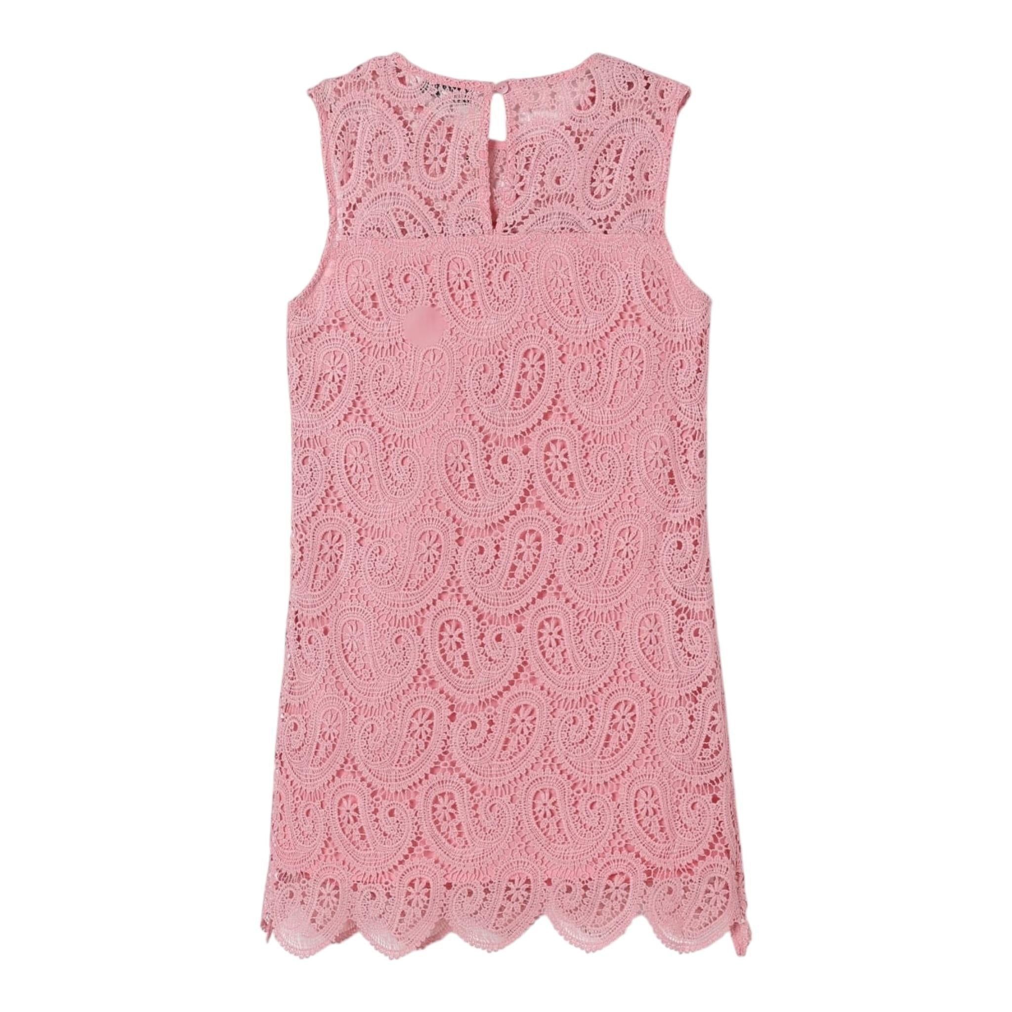 Twinset Abito Giromanica Tinta Unita Traforato per Bambina 251GJ2QR3 ROSA TWINSET 