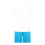 Moschino Completo 2 Pezzi T-Shirt-Bermuda Bicolore per Bambino HUG00Q BIANCO/AZZURRO MOSCHINO 