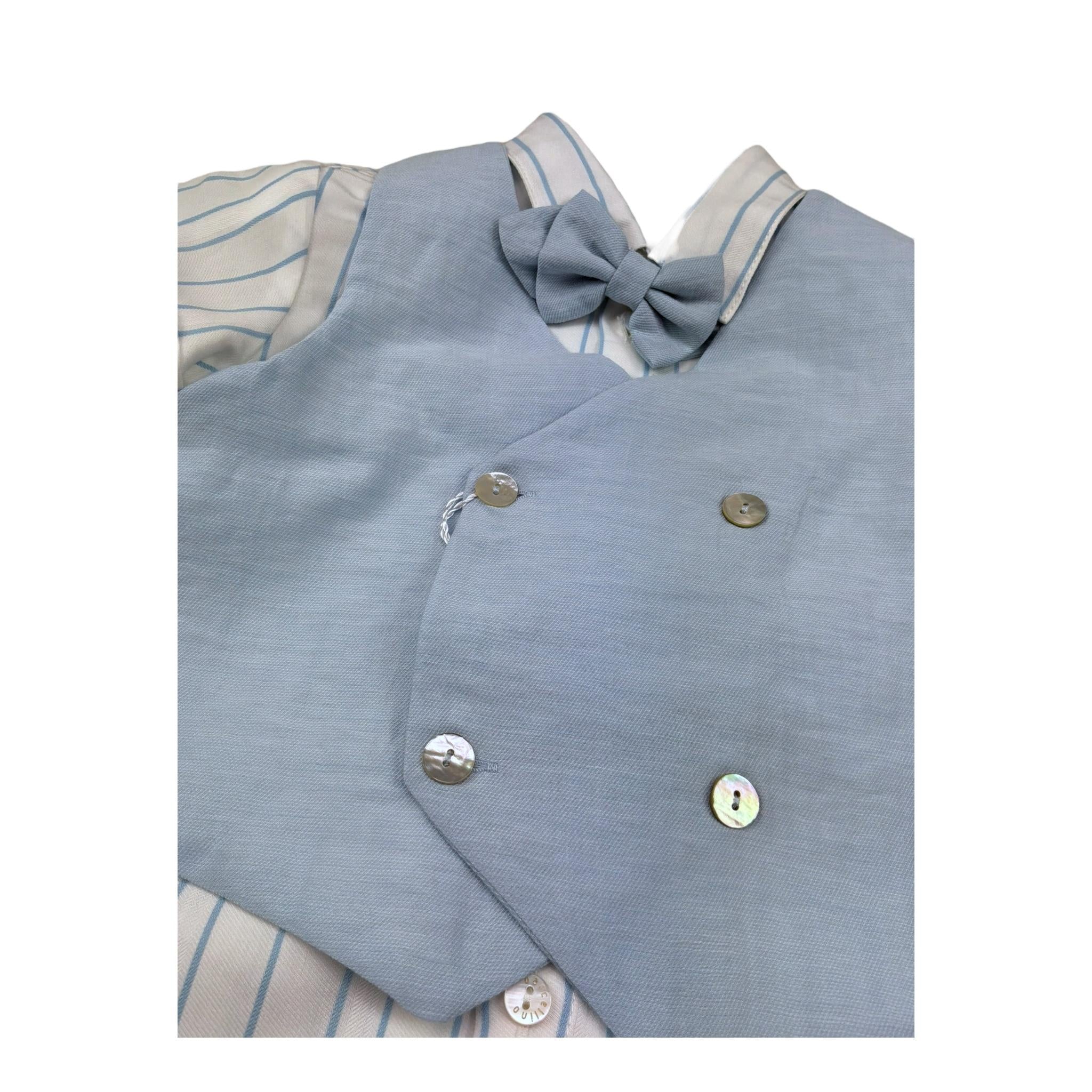 Barcellino Completo 4 Pezzi Camicia-Bermuda-Gilet-Papillon per Neonato 120814 AZZURRO BARCELLINO 