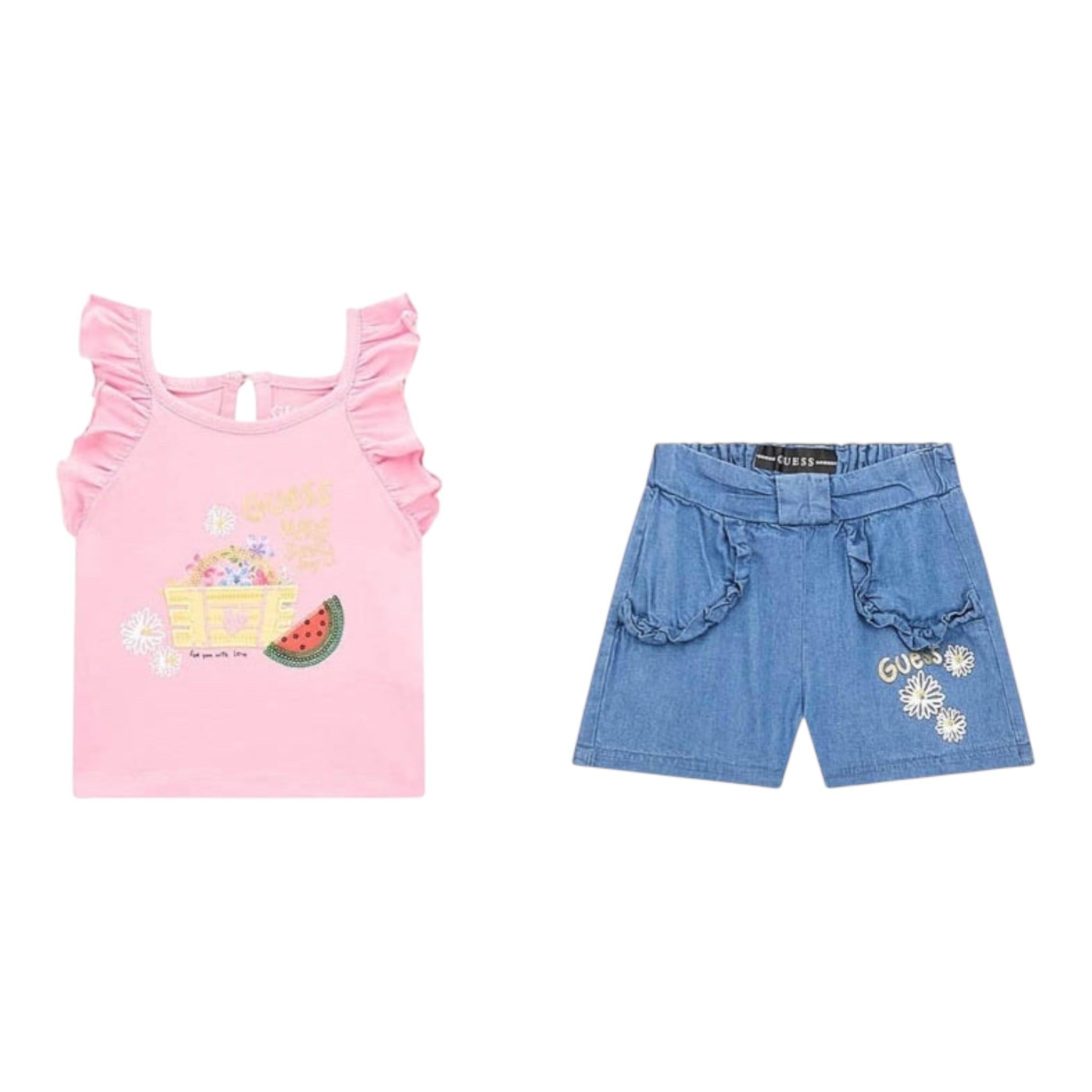 Guess Completo 2 Pezzi T-Shirt-Short per Neonata A4GG12K6YW0 ROSA GUESS 