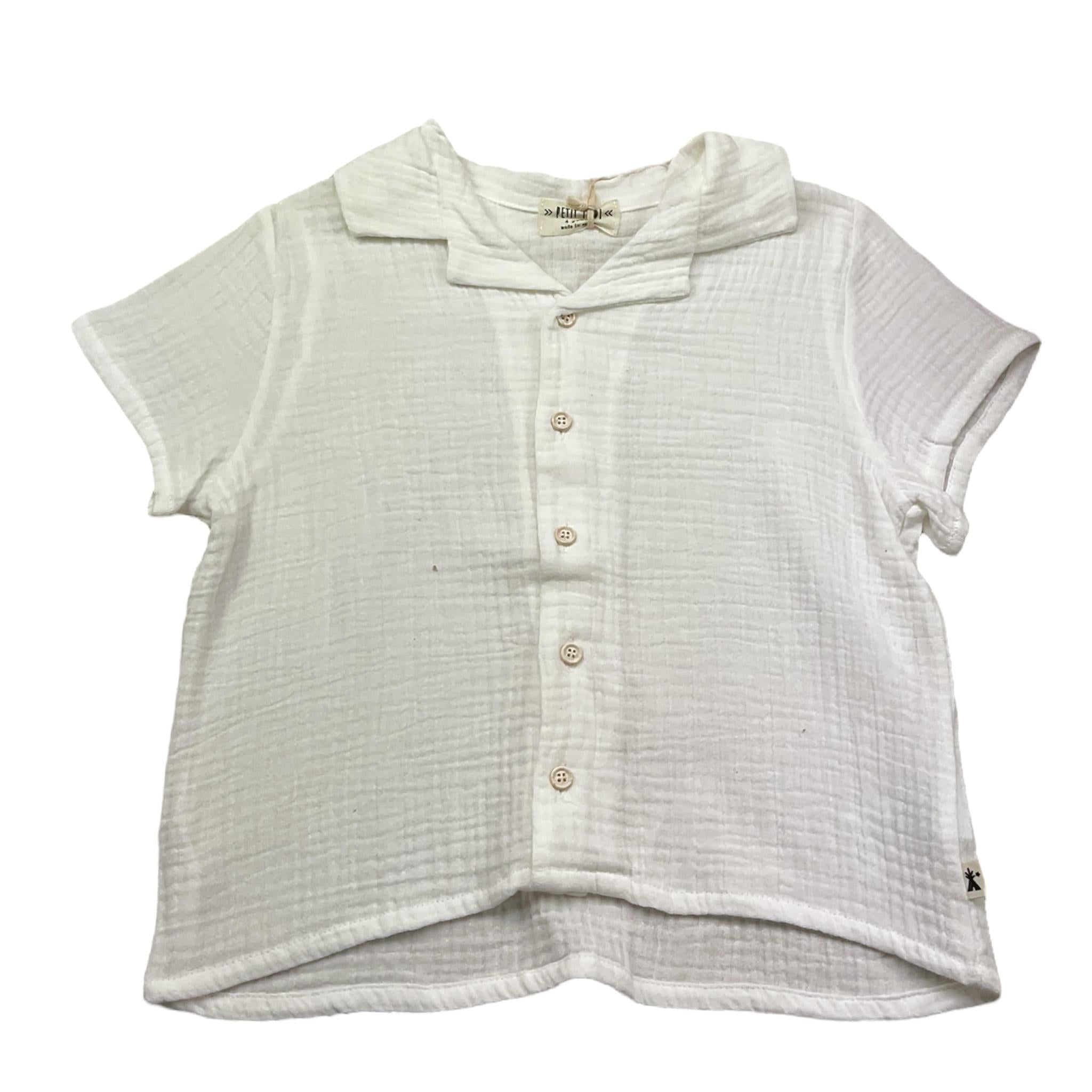 Petit Indi Camicia Mezza Manica Tinta Unita per Bambino SS25BK7314 BIANCO PETIT INDI 