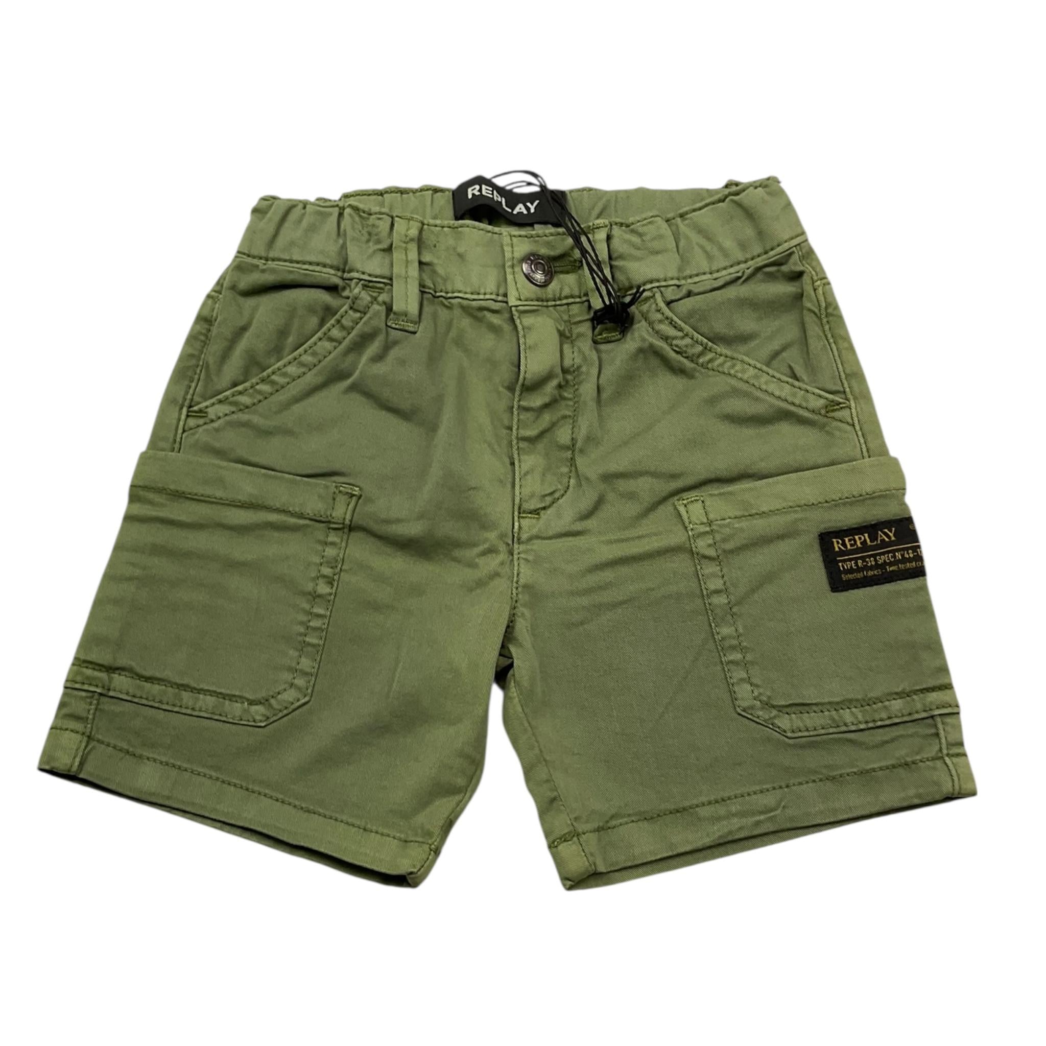 Replay Bermuda Tinta Unita con Girovita Regolabile per Neonato PB9504 VERDE REPLAY 