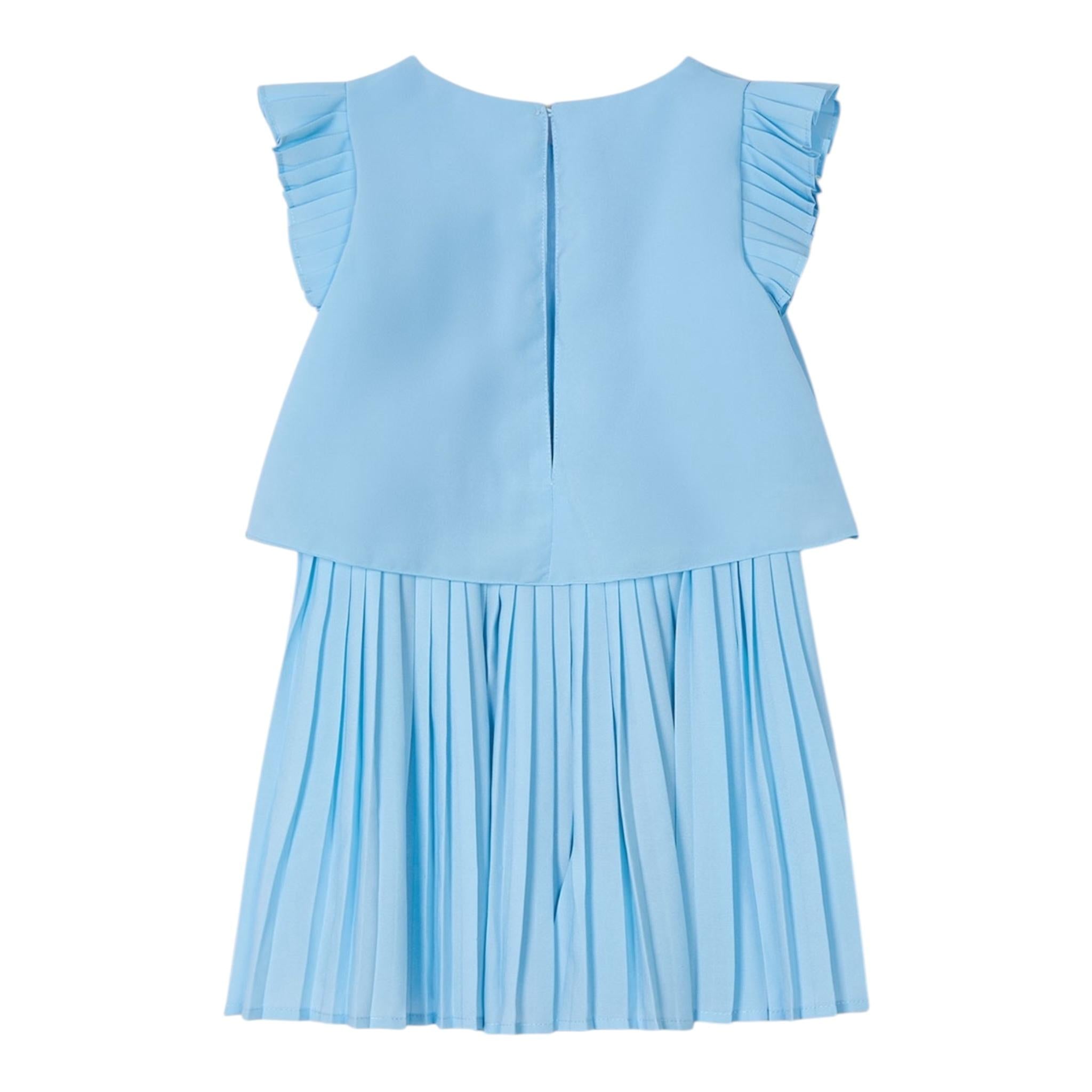 Mayoral Abito Mezza Manica Tinta Unita Plissettato per Neonata 3871N AZZURRO MAYORAL 