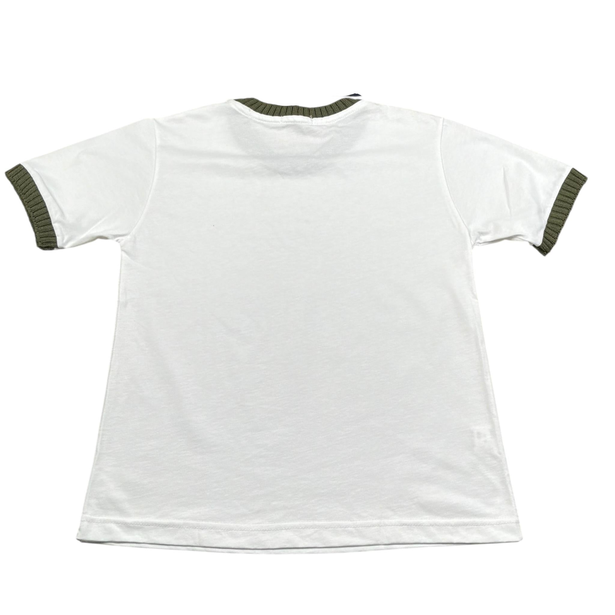 Emanuel Pris T-Shirt Girocollo Tinta Unita con Profili In Contrasto per Bambino ETS3139R BIANCO EMANUEL PRIS 